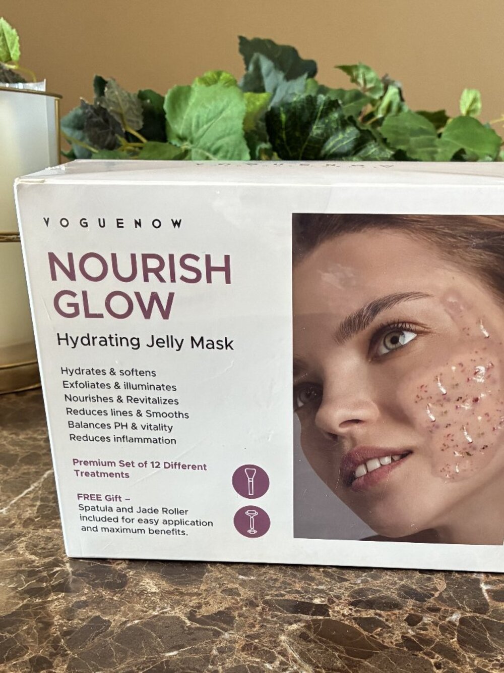 VOGUENOW Nourish Glow Hydrate Jelly Mask Set of 12 Treatments w/ Spatula & Jade